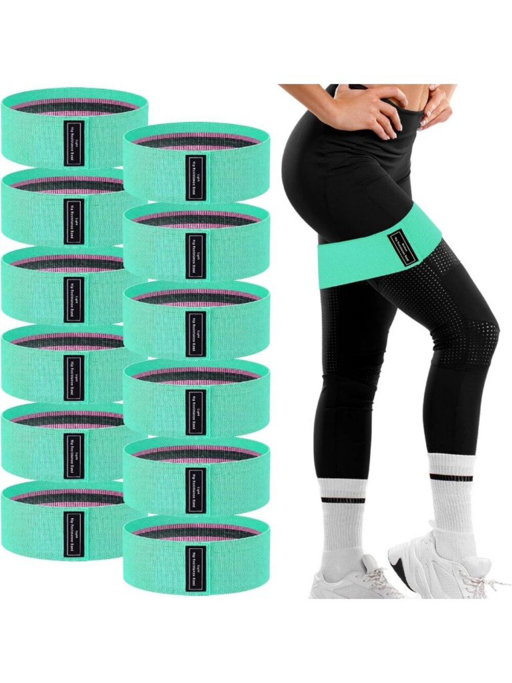 12 Pcs Fabric Resistance Bands Set for Home Workouts & Fitness Training